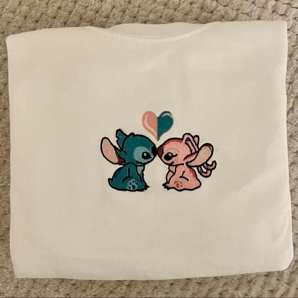 Embroidered Stitch and Angel White Sweatshirt